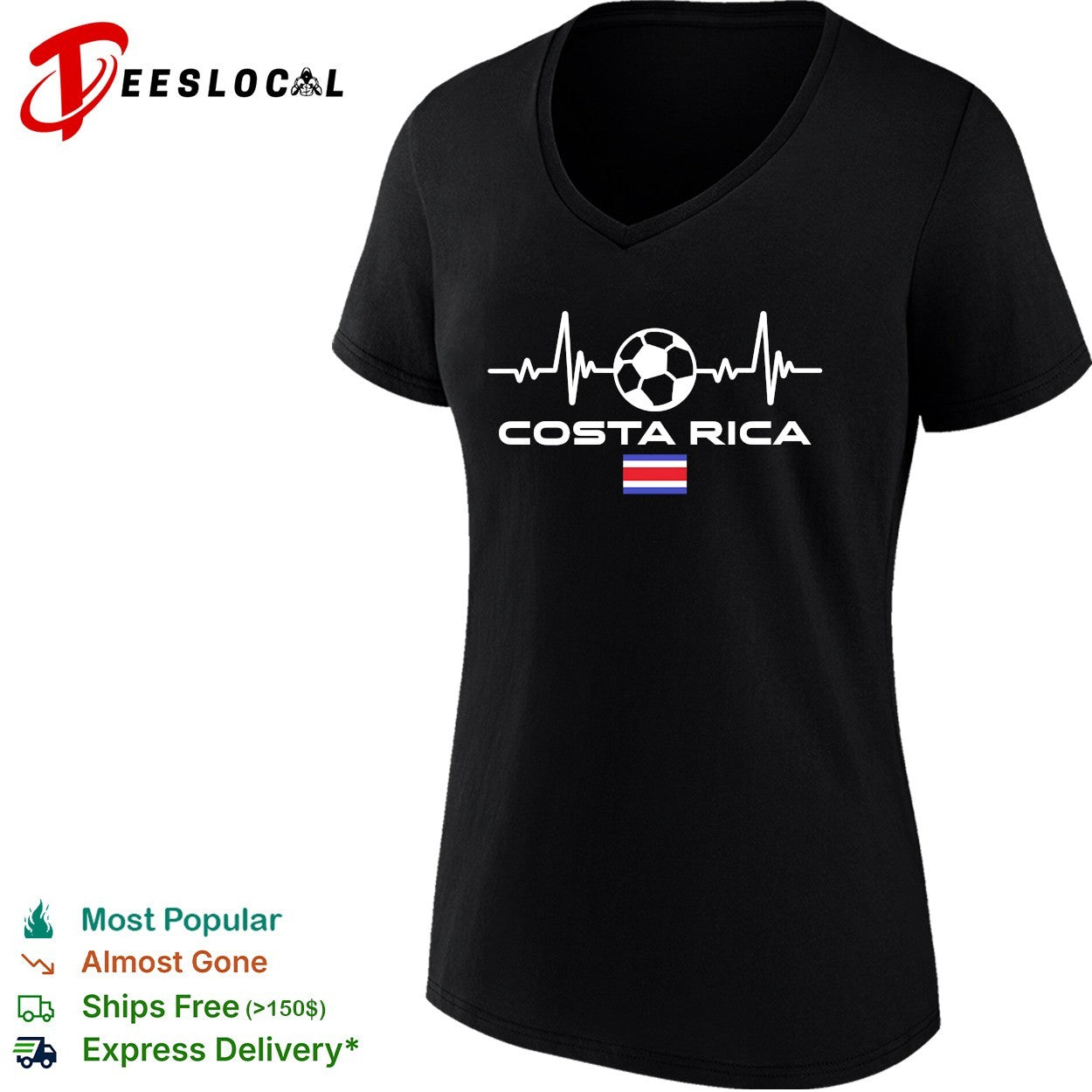 Costa Rica football heartbeat soccer shirt