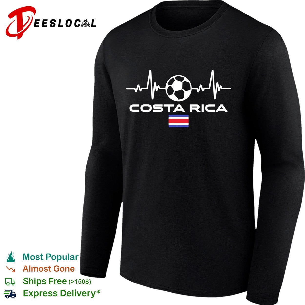 Costa Rica football heartbeat soccer shirt