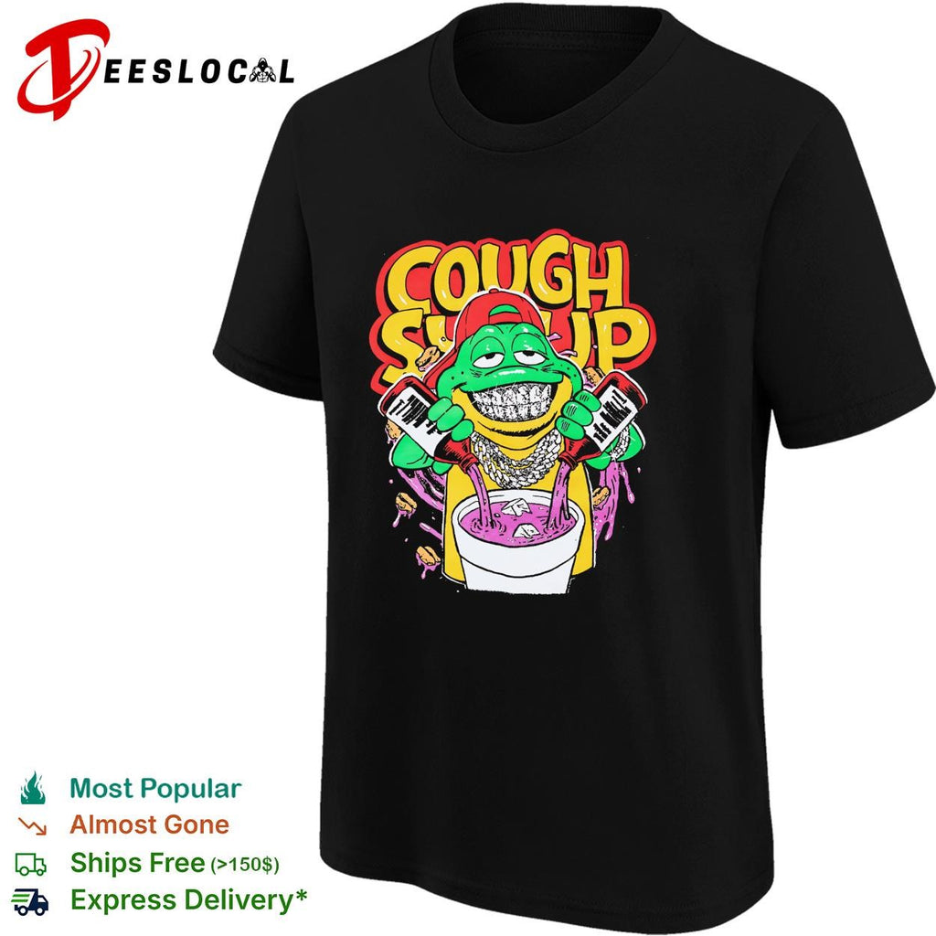 Cough syrup frog mascot parody shirt