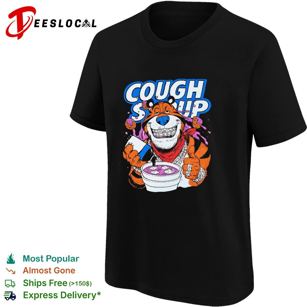 Cough syrup tiger mascot parody shirt