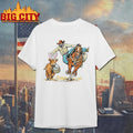 Cowboy Chasing Easter Bunny With Eggs Shirt