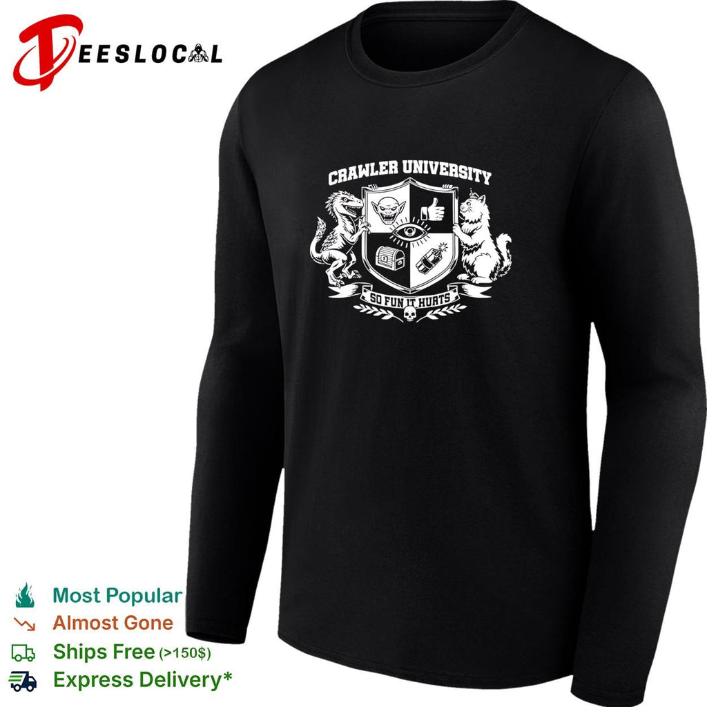 Crawler University dinosaur cat crest so fun it hurts shirt