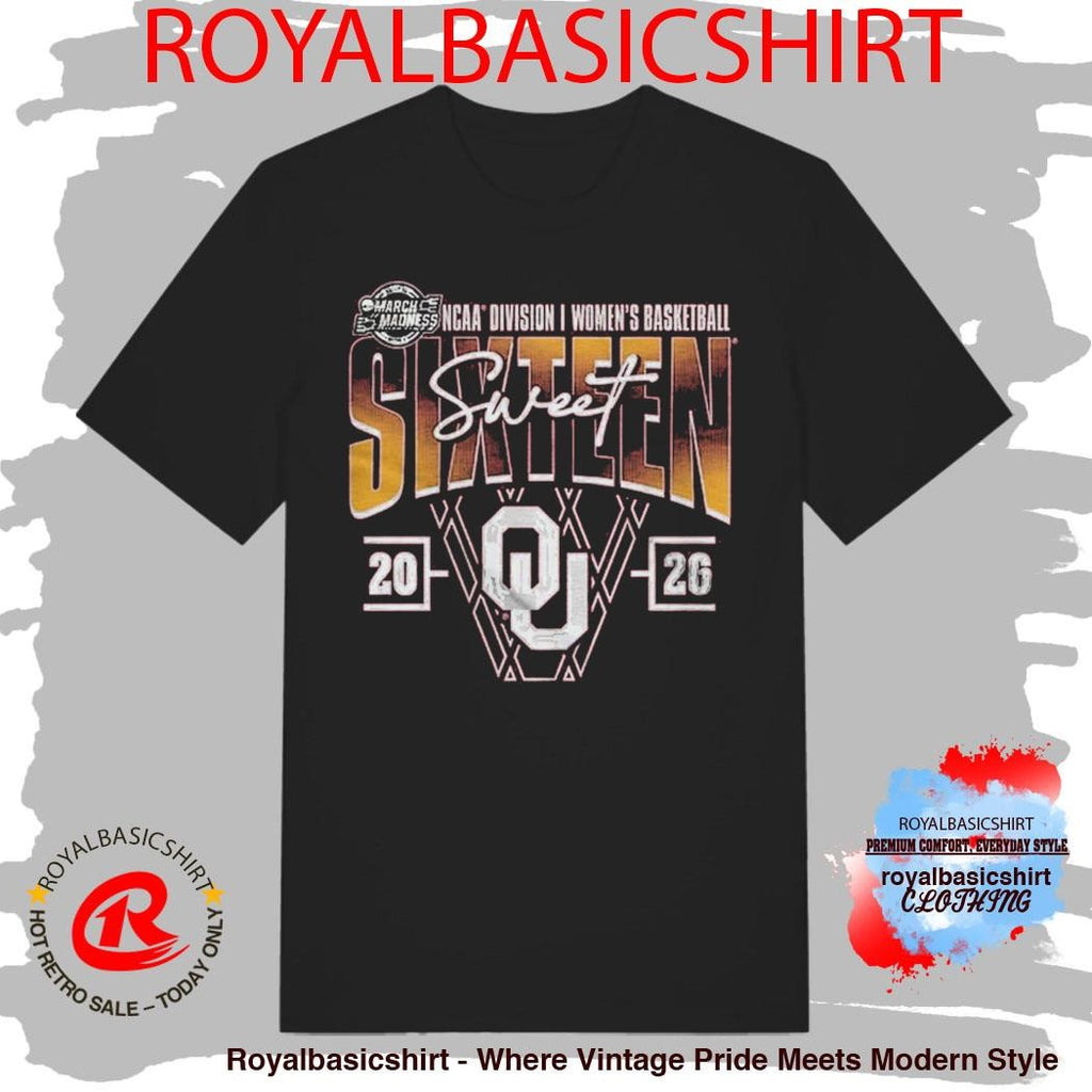 Crimson Oklahoma Sooners Women’s Basketball 2026 NCAA March Madness Sweet 16 T-Shirt