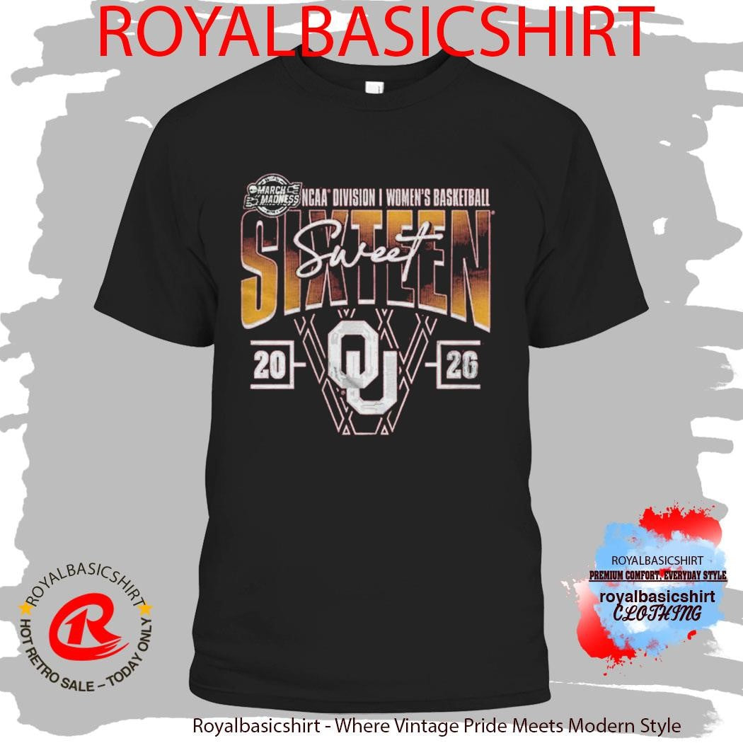 Crimson Oklahoma Sooners Women’s Basketball 2026 NCAA March Madness Sweet 16 T-Shirt