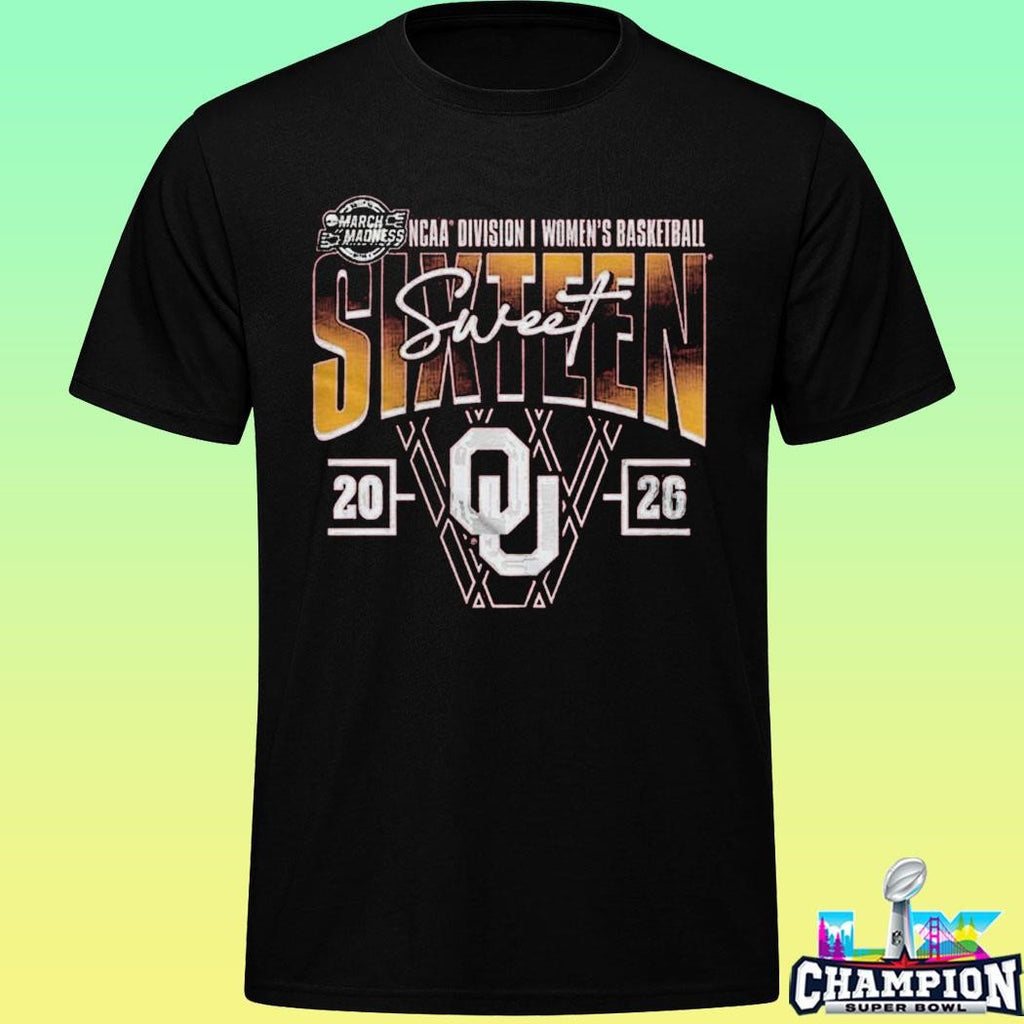 Crimson Oklahoma Sooners Women’s Basketball 2026 Ncaa March Madness Sweet 16 Shirt
