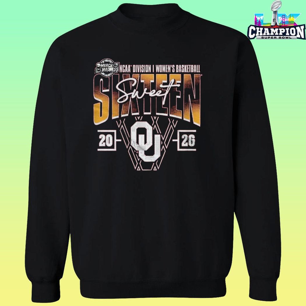 Crimson Oklahoma Sooners Women’s Basketball 2026 Ncaa March Madness Sweet 16 Shirt