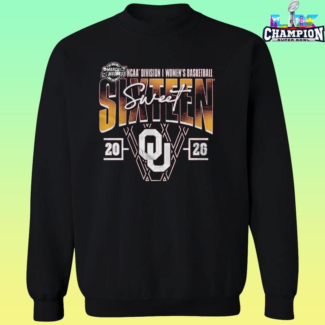 Crimson Oklahoma Sooners Women’s Basketball 2026 Ncaa March Madness Sweet 16 Shirt