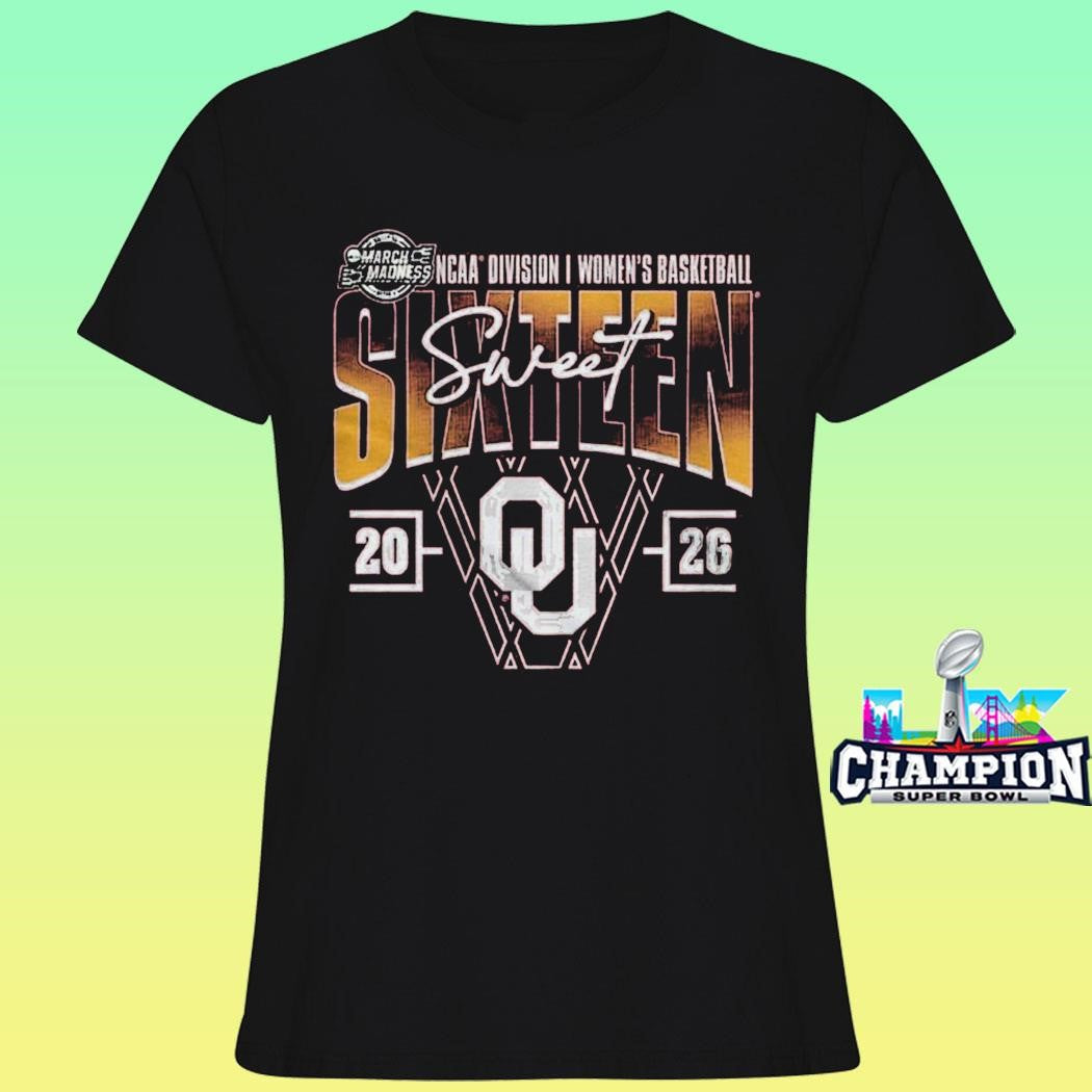 Crimson Oklahoma Sooners Women’s Basketball 2026 Ncaa March Madness Sweet 16 Shirt