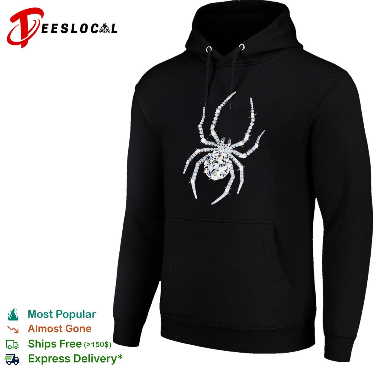 Crystal Spider Diamond Arachnid Glitzy Insect Jewelry Gemstone Silver Charm shirt
