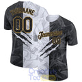 Custom Graffiti Pattern Black-Old Gold Scratch 3D Performance T-Shirt