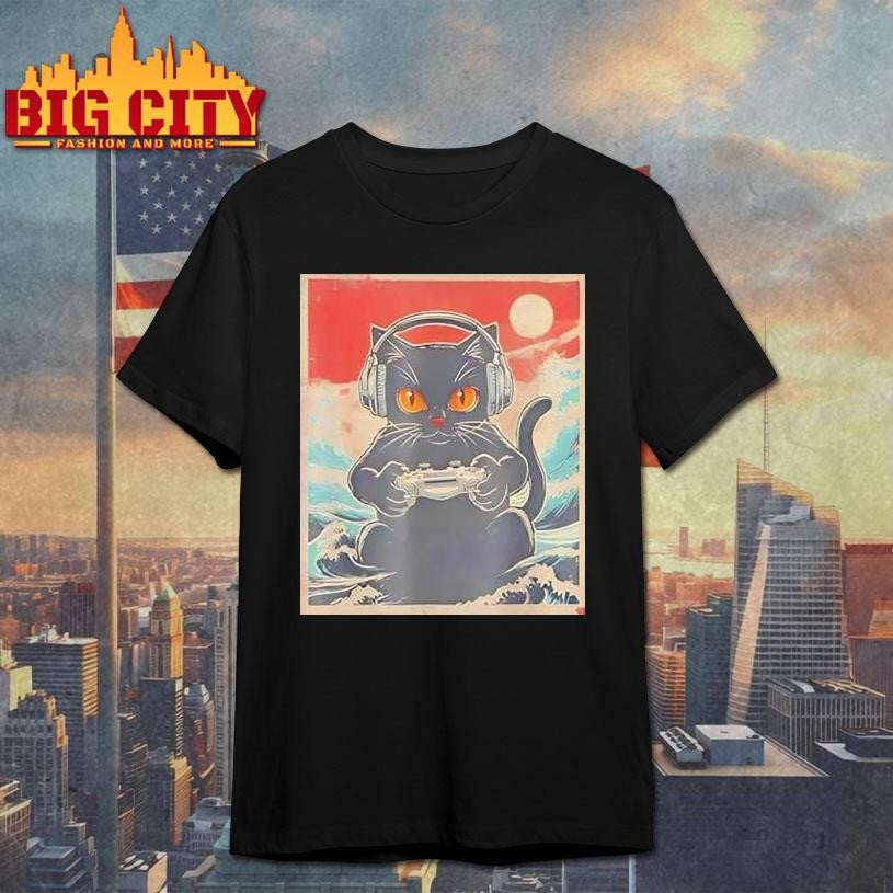 Cute Anime Gamer Kawaii Cat Japanese Gaming Shirt