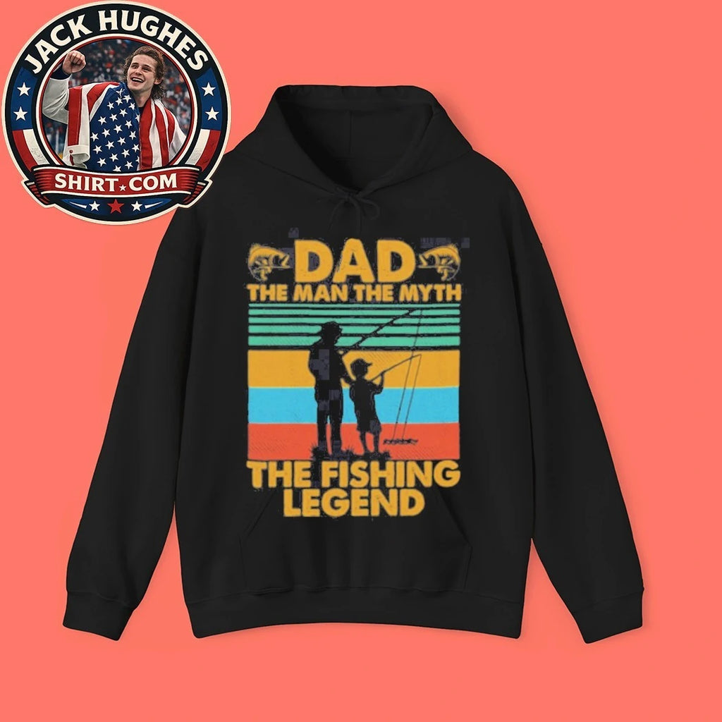 Dad The Man The Myth The Fishing Legend Retro Sunset Shirt