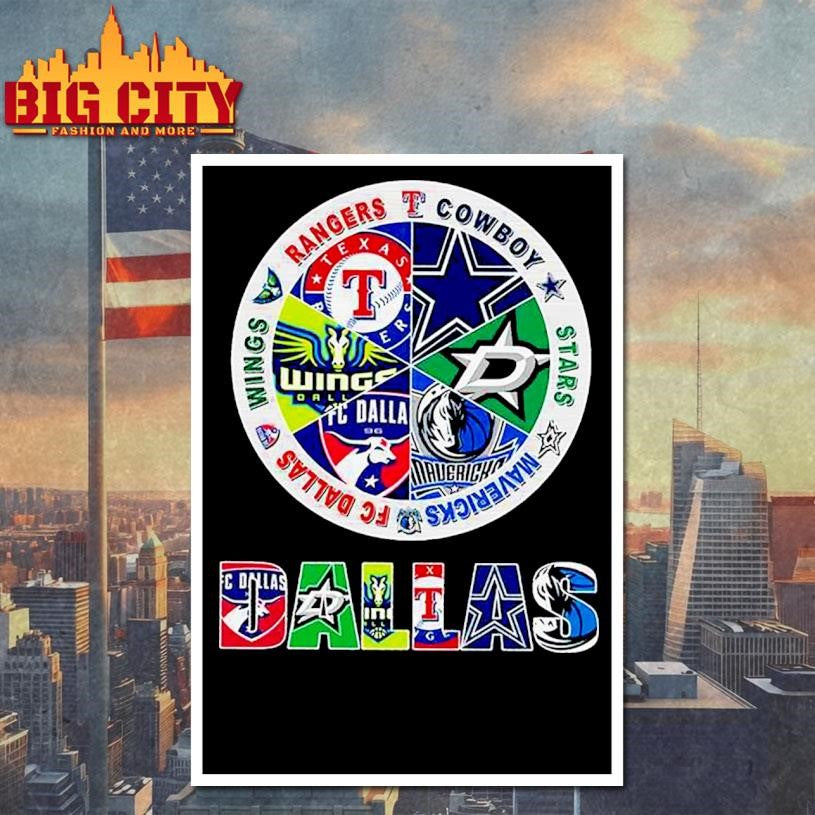 Dak Prescott Dallas Sports Teams Rangers Cowboys Stars Mavericks Wings Fc Dallas 2025 New Shirt