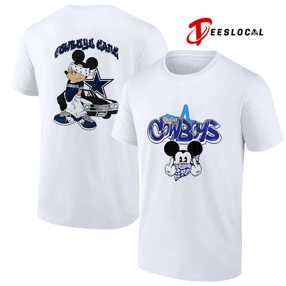 Dallas Cowboys x Gangsta Mickey Mouse middle finger shirt
