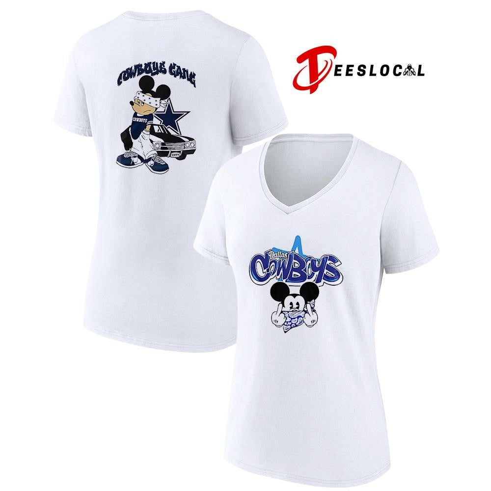 Dallas Cowboys x Gangsta Mickey Mouse middle finger shirt