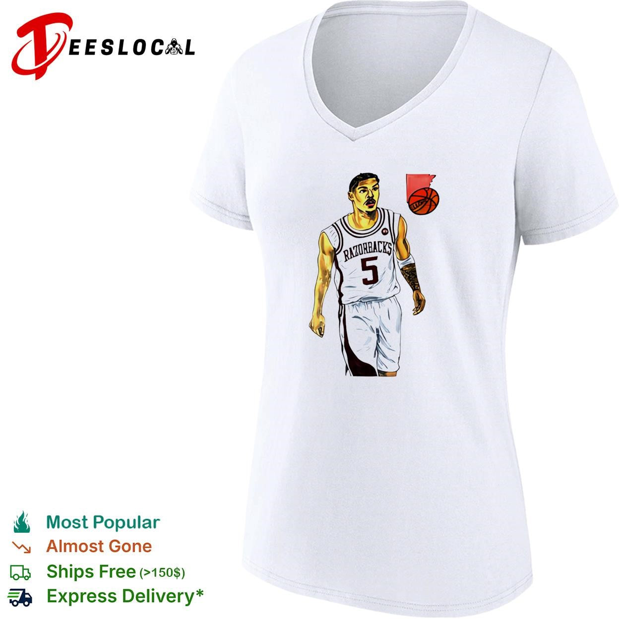 Darius Acuff Jr Arkansas Razorbacks basketball player number 5 shirt
