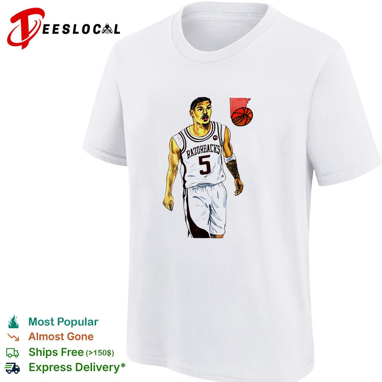 Darius Acuff Jr Arkansas Razorbacks basketball player number 5 shirt