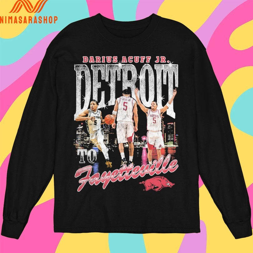 Darius Acuff Jr Detroit To Fayetteville Arkansas Razorbacks Men’s Basketball 2026 Shirts