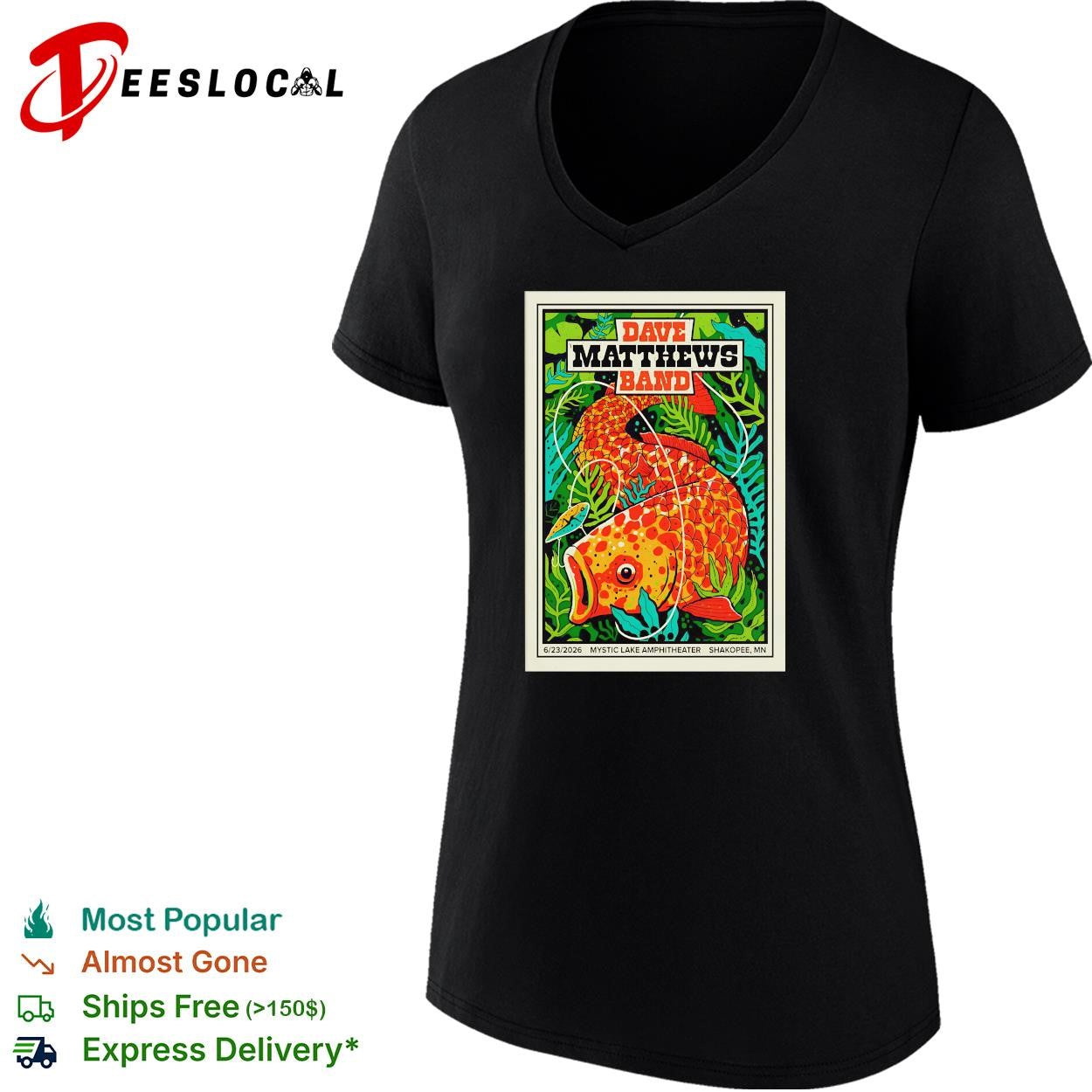 Dave Matthews Band Mystic Lake Amphitheater orange fish 6 23 2026 shirt