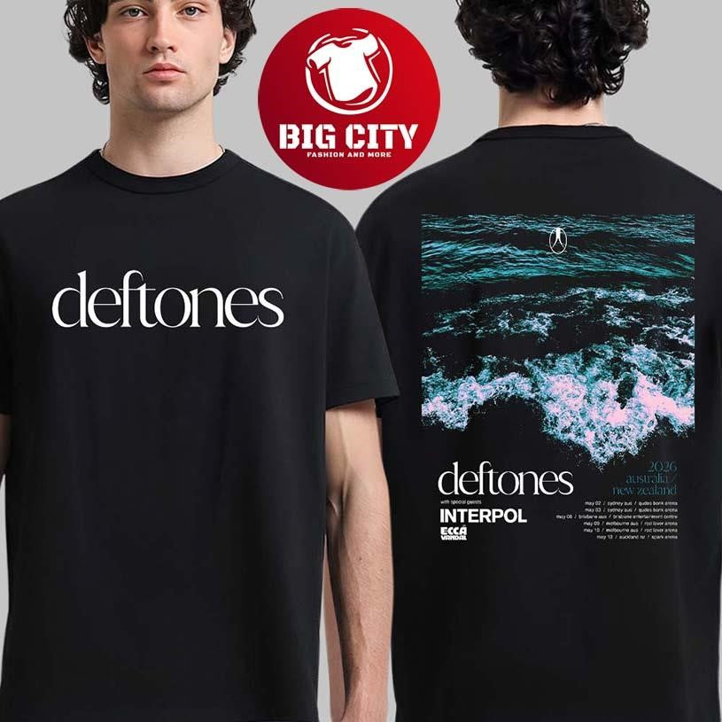 Deftones 2026 Australia New Zealand Schedule Dates With Special Guests Interpol And Ecca Vandal Two Sided Shirt