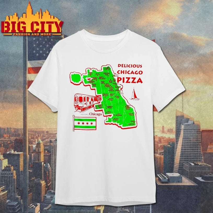 Delicious Chicago Pizza across historic shirt
