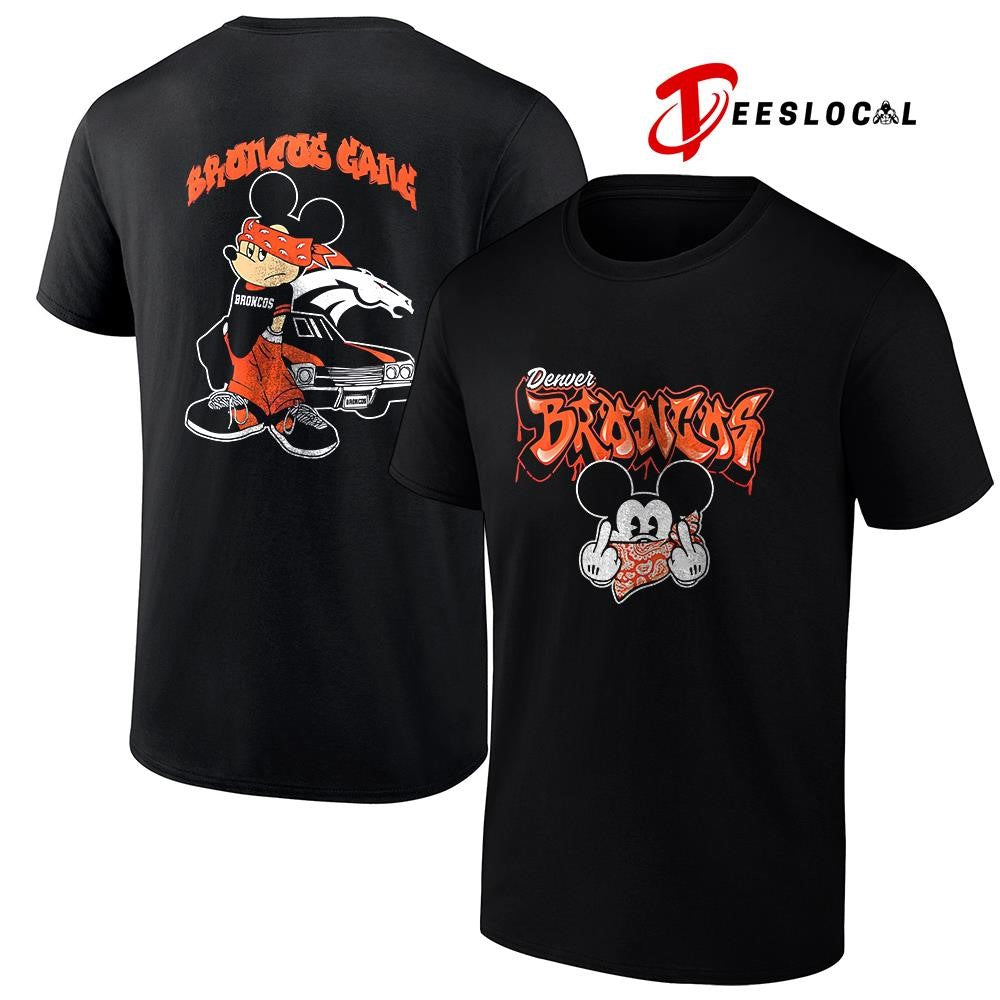 Denver Broncos x Gangsta Mickey Mouse middle finger shirt