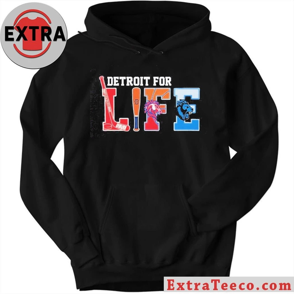Detroit For Life Sports Teams Detroit Red Wings Hockey, Detroit Tigers Baseball, and Detroit Lions Football T-Shirt