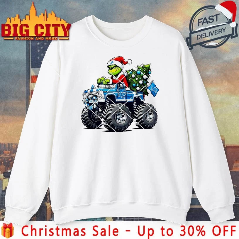 Detroit Lions Grinch Christmas Monster Truck shirt