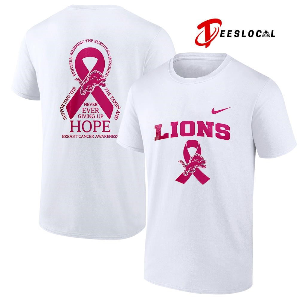 Detroit Lions never ever giving up hope breast cancer awareness shirt