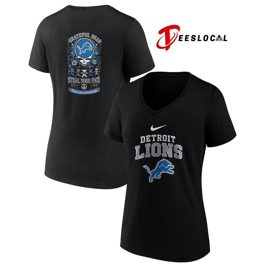 Detroit Lions x Grateful Dead steal your face peace love logo shirt