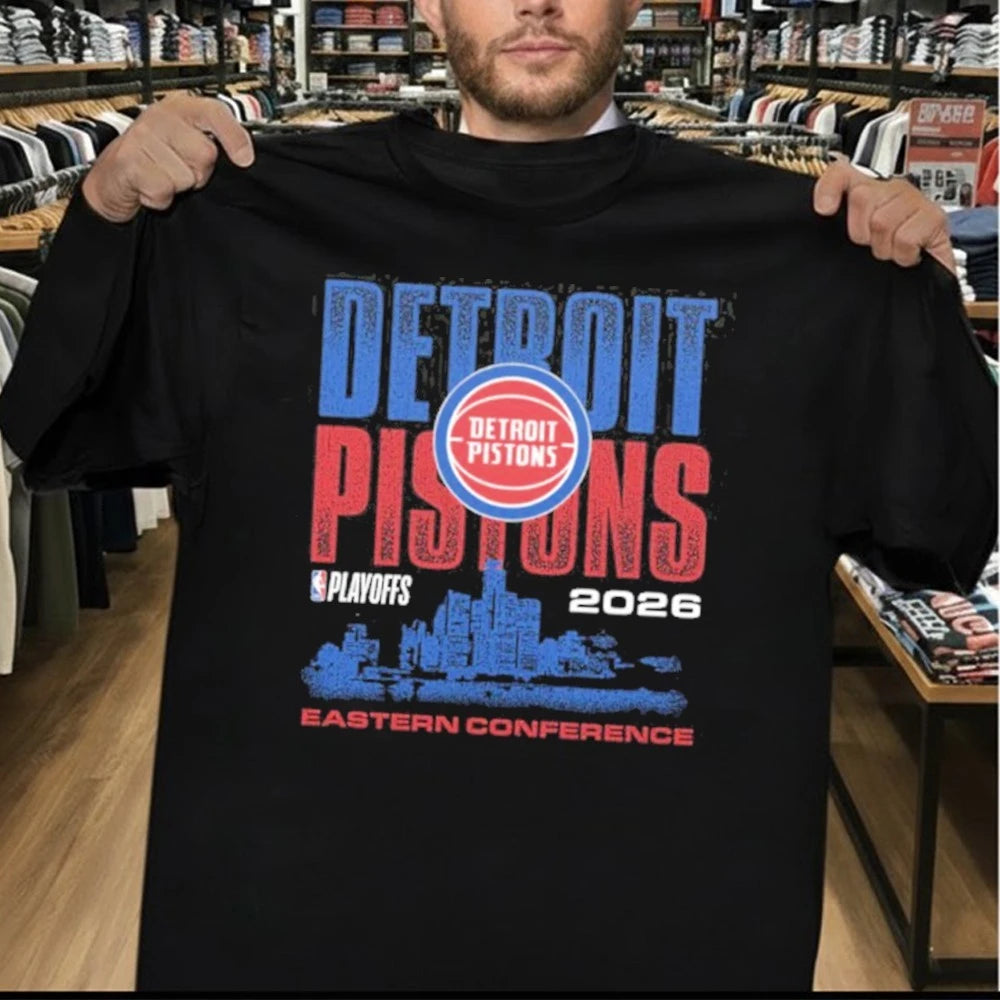 Detroit Pistons Playoffs 2026 Skyline Eastern Conference T-Shirt