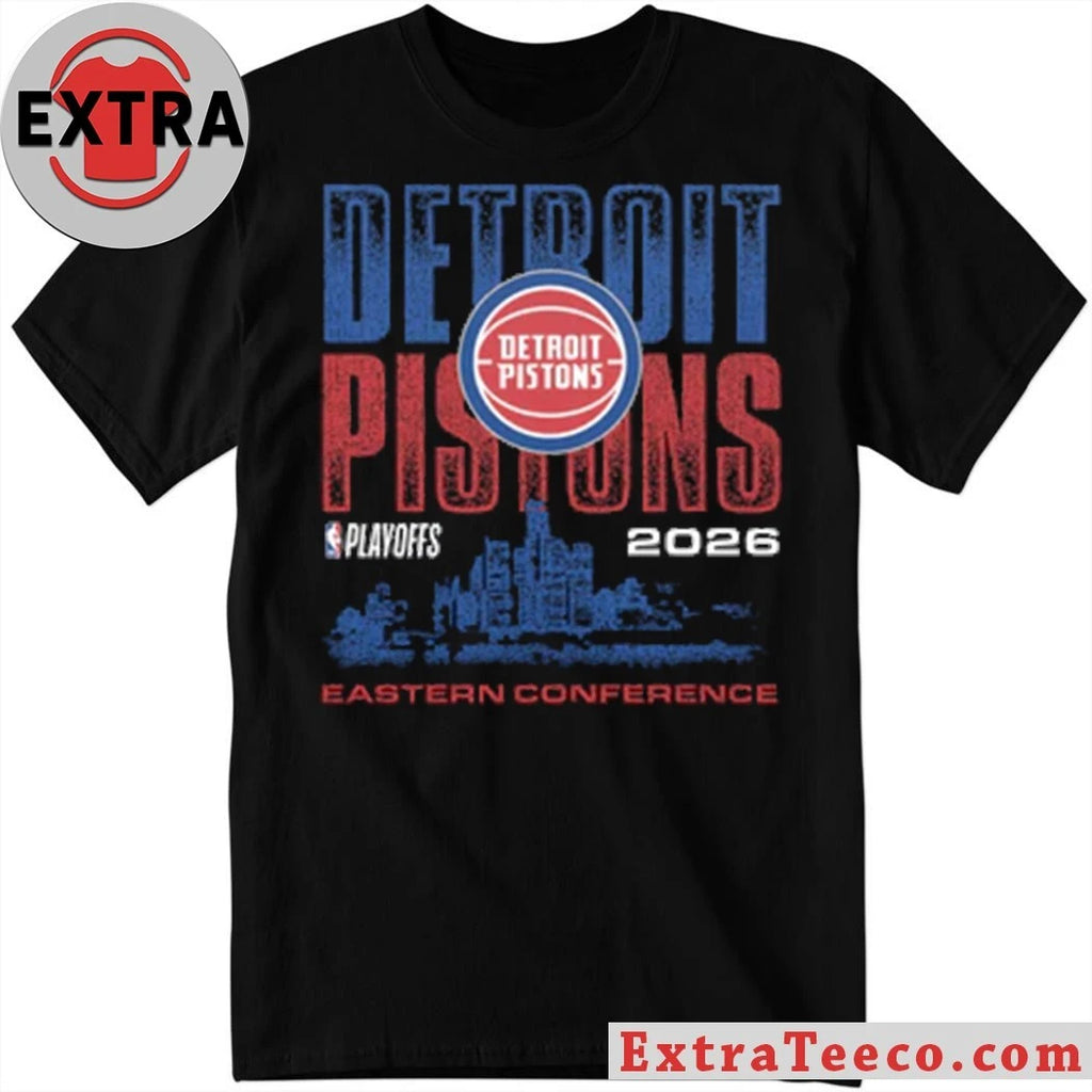 Detroit Pistons Playoffs ’26 Eastern Conference Skyline Logo 2026 T-Shirt
