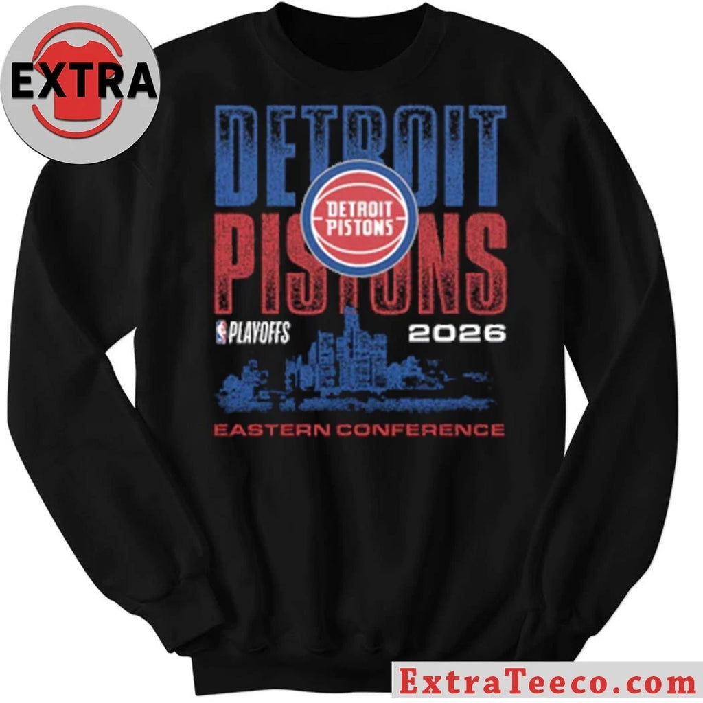 Detroit Pistons Playoffs ’26 Eastern Conference Skyline Logo 2026 T-Shirt