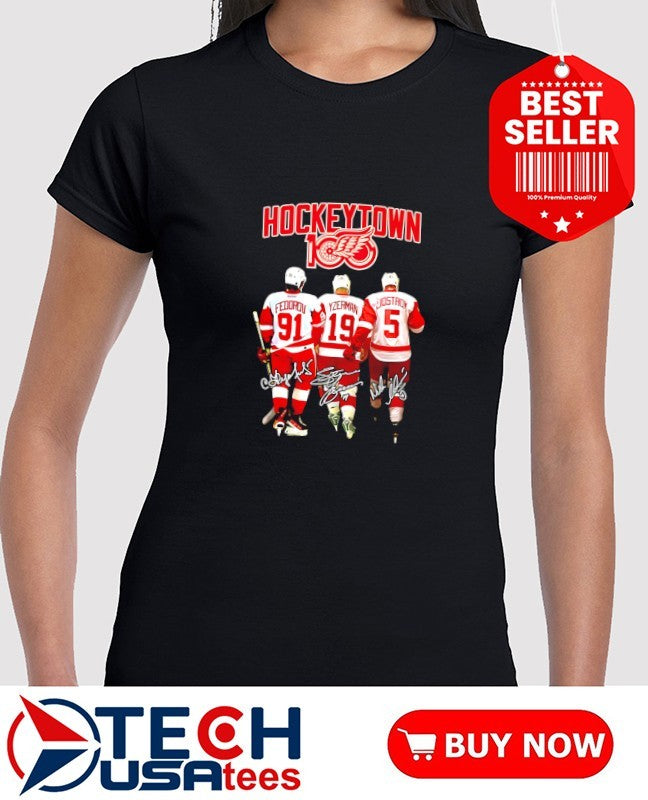 Detroit Red Wings HockeyTown 100 Years players signatures shirt