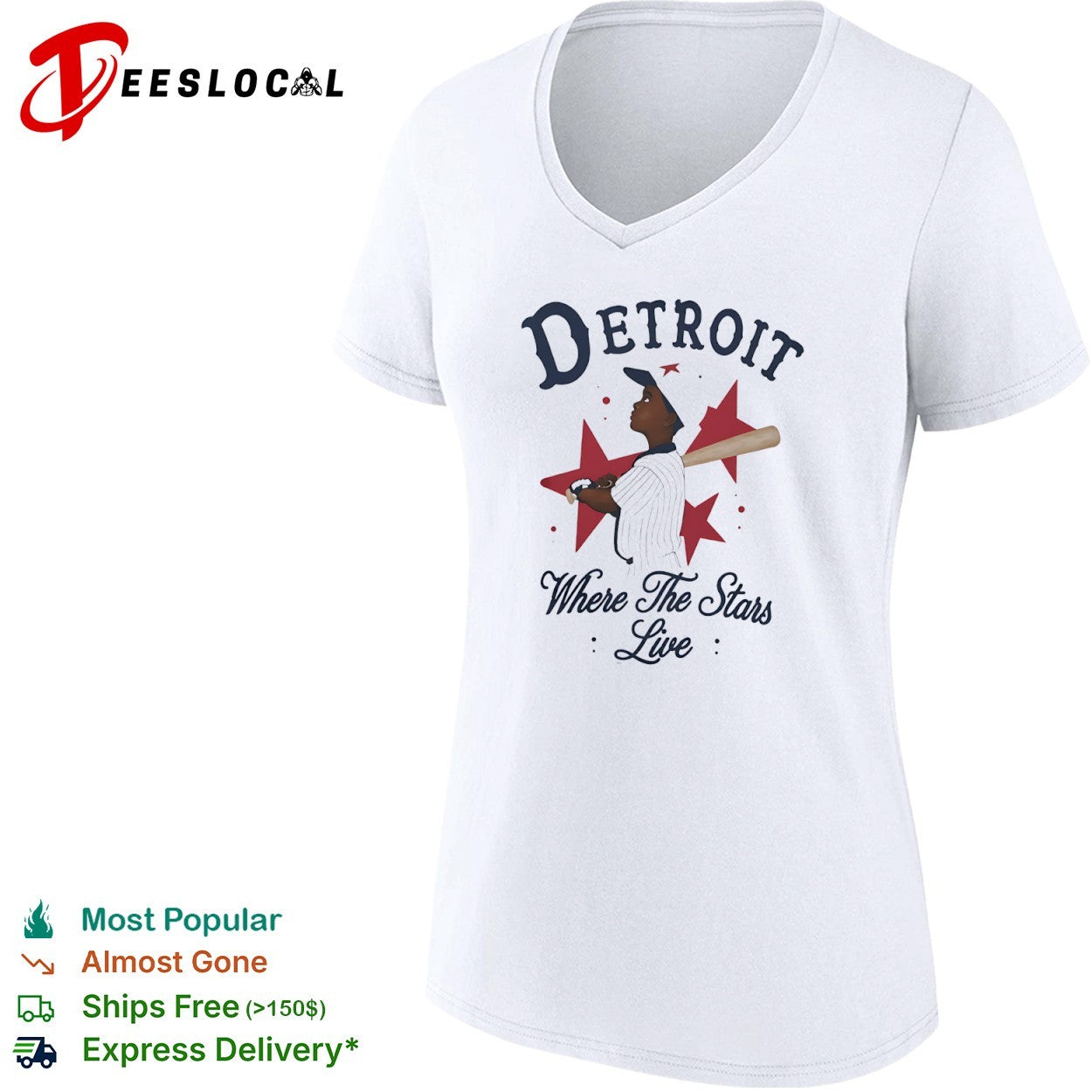 Detroit baseball player where the stars live shirt