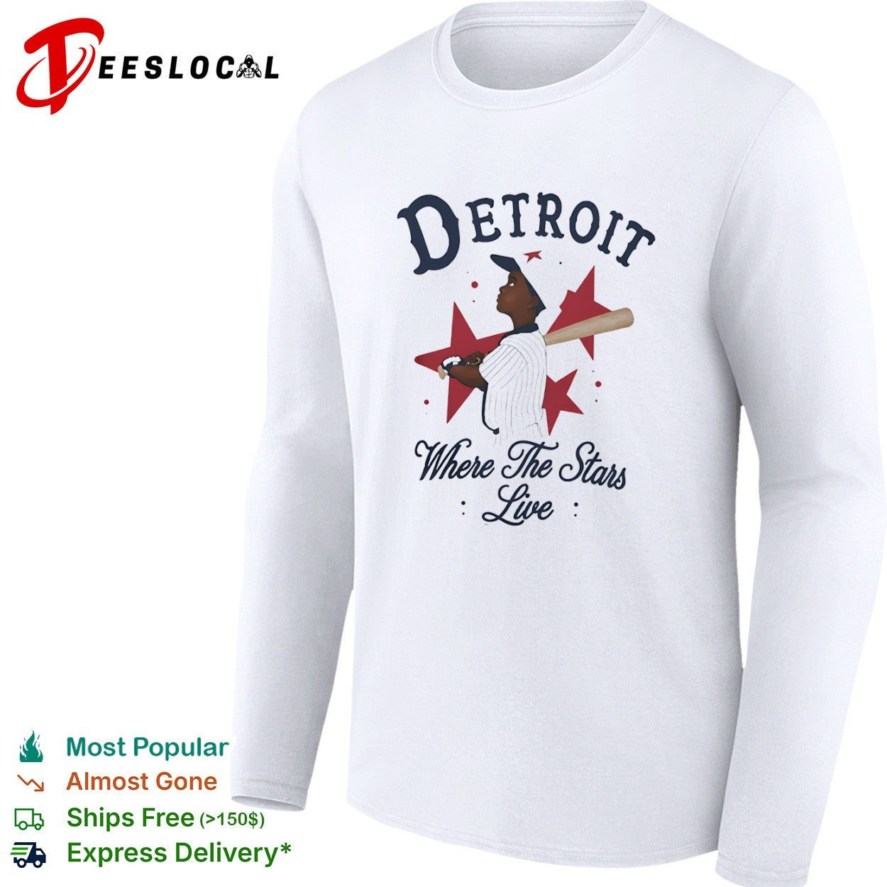 Detroit baseball player where the stars live shirt