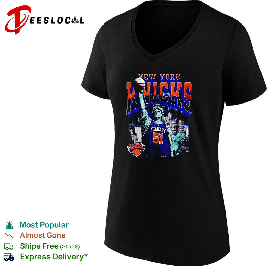 Diawara 51 New York Knicks Statue of Liberty skyline basketball shirt