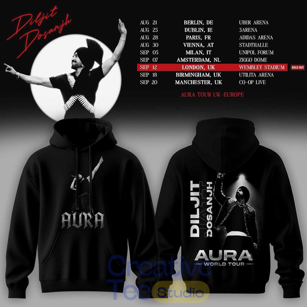 Diljit Dosanjh Aura World Tour ’26 – Europe & UK Special Edition Tee Hoodie