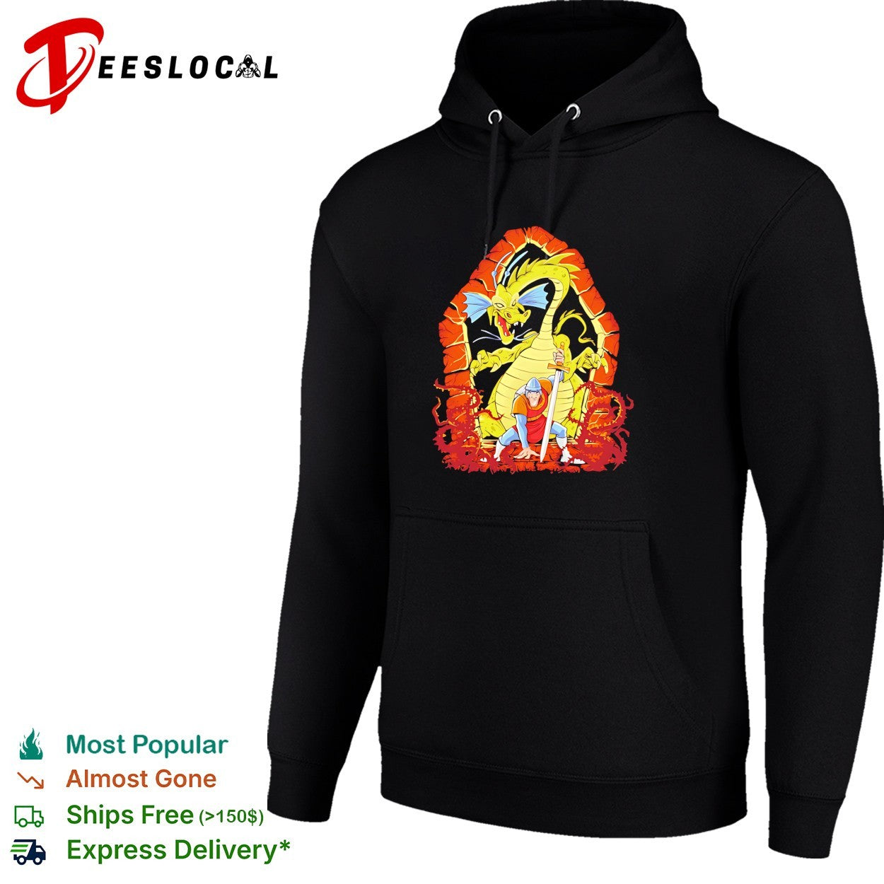 Dirk the Daring Dragon Lair knights sword battle fantasy quest action video game shirt