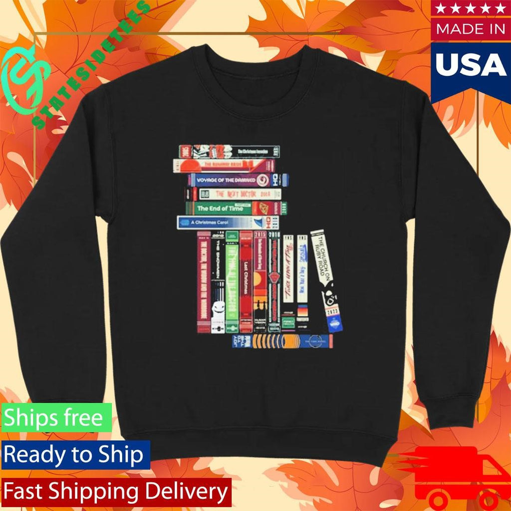 Doctor Who Crewneck Sweatshirt Festive VHS Collection Shirt