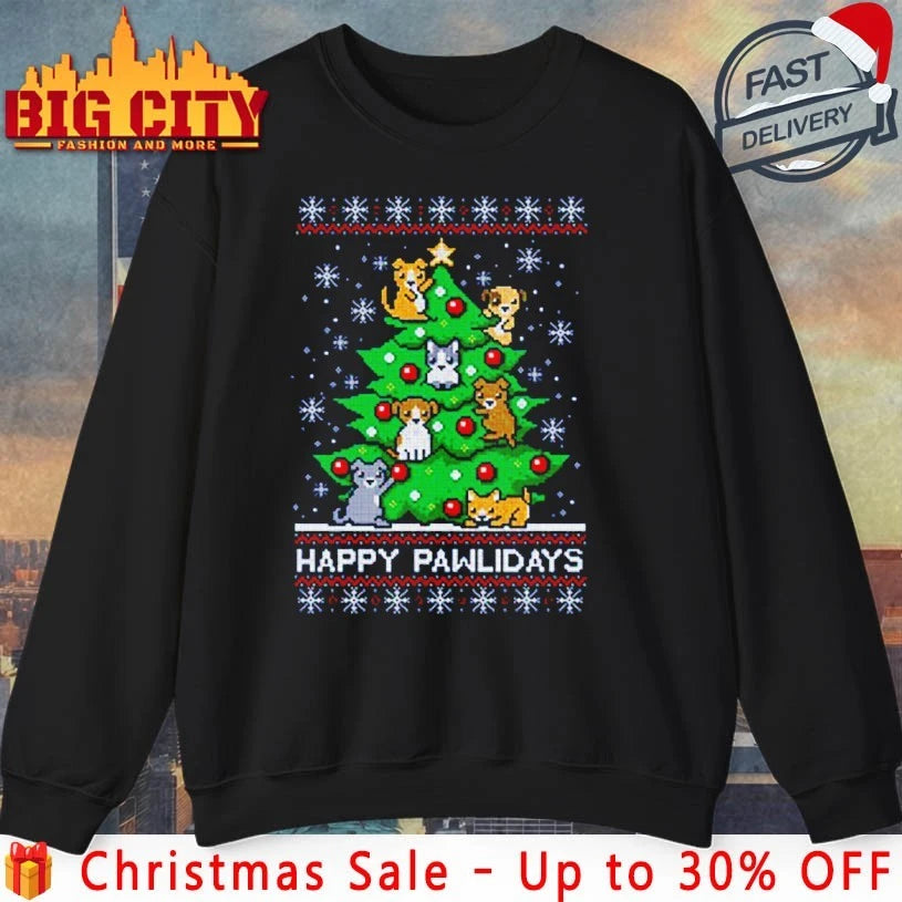 Dogs Happy Pawlidays Ugly Christmas shirt