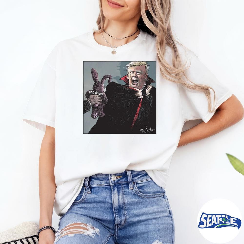 Donald Trump Bad Bunny The Contrarian Michael de Adder Poster shirt