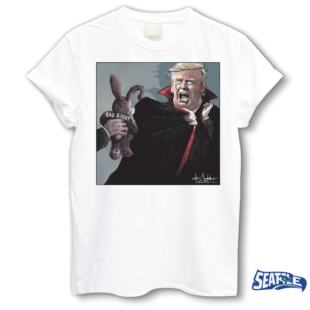 Donald Trump Bad Bunny The Contrarian Michael de Adder Poster shirt
