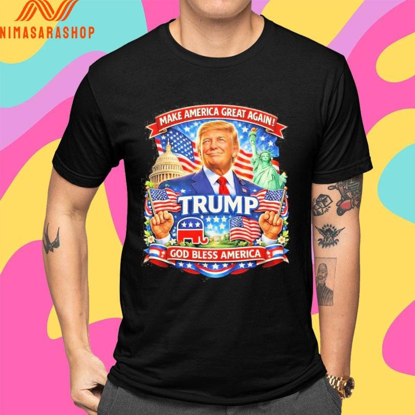 Donald Trump Maga Patriotic Make America Great Again God Bless America Republican Shirts