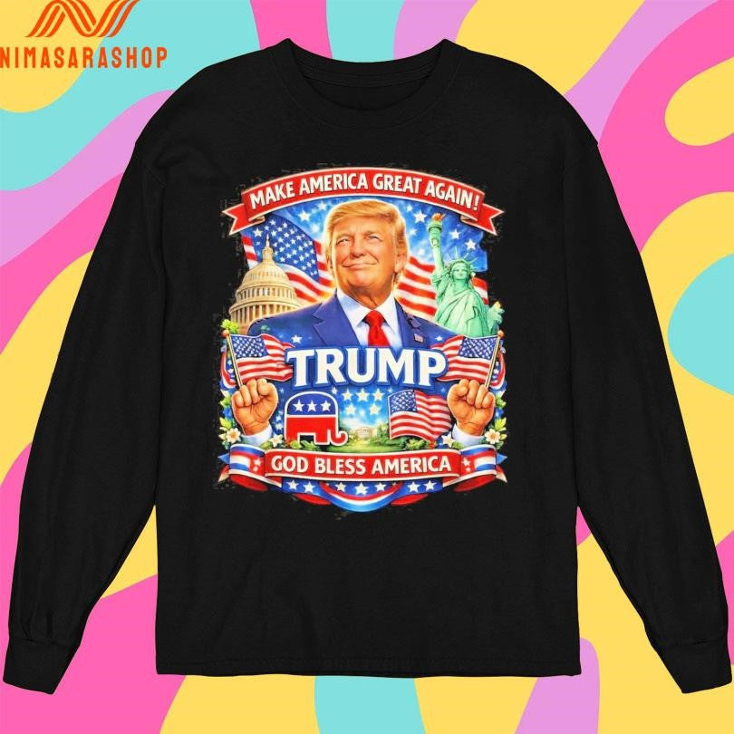 Donald Trump Maga Patriotic Make America Great Again God Bless America Republican Shirts