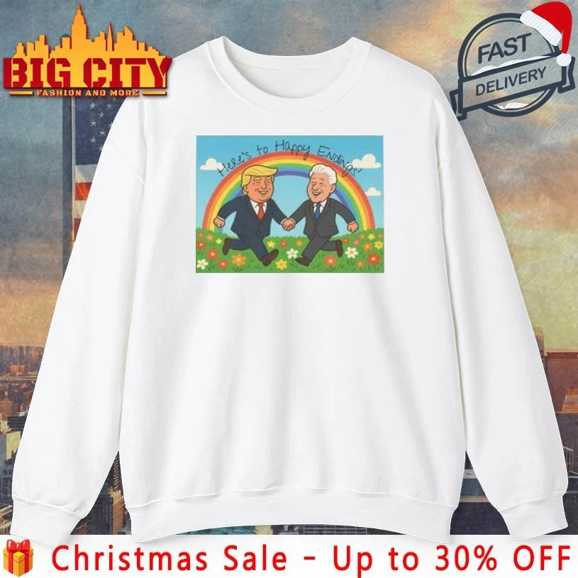 Donald Trump and Bill Clinton Blowing Bubble Here’s to happy ending Shirt