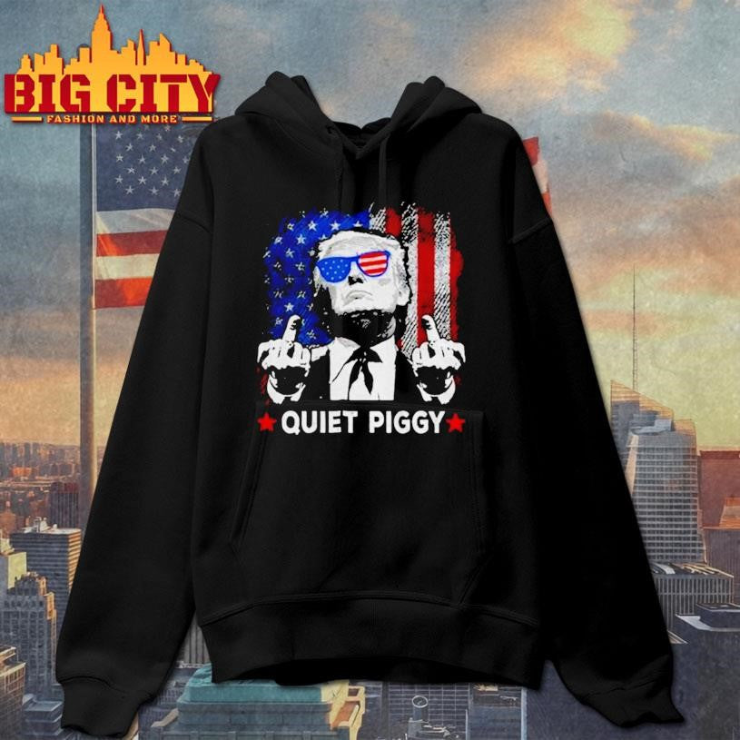 Donald Trump middle finger Quiet Piggy Epstein Files American flag political shirt