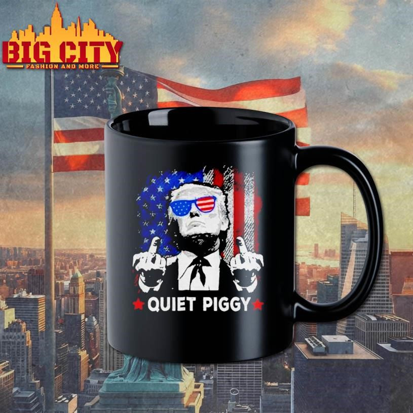 Donald Trump middle finger Quiet Piggy Epstein Files American flag political shirt