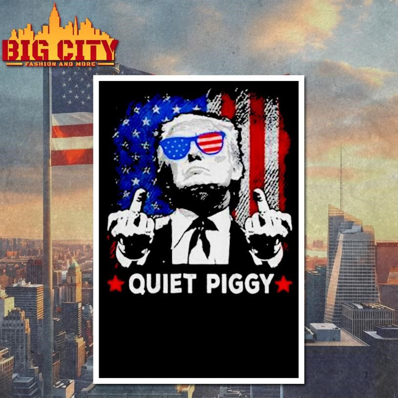 Donald Trump middle finger Quiet Piggy Epstein Files American flag political shirt