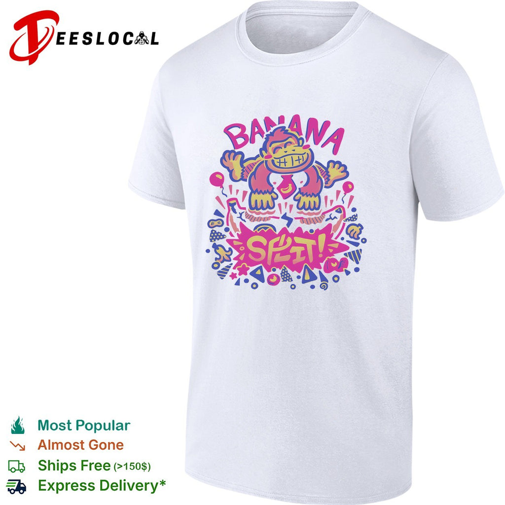 Donkey Kong Nintendo Banana Split Pop Culture Themed Retro Gaming Character shirt